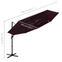  4-poziomowy parasol na aluminiowym słupku, bordowy, 3x3 m
