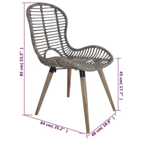 Krzesła stołowe, 4 szt., brązowe, naturalny rattan Krzesła stołowe, 4 szt., brązowe, naturalny rattan