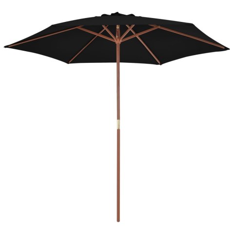 Parasol ogrodowy na drewnianym słupku, czarny, 270 cm Parasol ogrodowy na drewnianym słupku, czarny, 270 cm