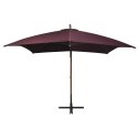  Parasol ogrodowy wiszący, na jodłowym słupku, bordowy, 3x3 m