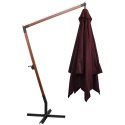  Parasol ogrodowy wiszący, na jodłowym słupku, bordowy, 3x3 m