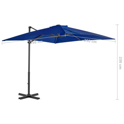 Parasol wiszący z aluminiowym słupkiem, 250x250 cm, niebieski Parasol wiszący z aluminiowym słupkiem, 250x250 cm, niebieski