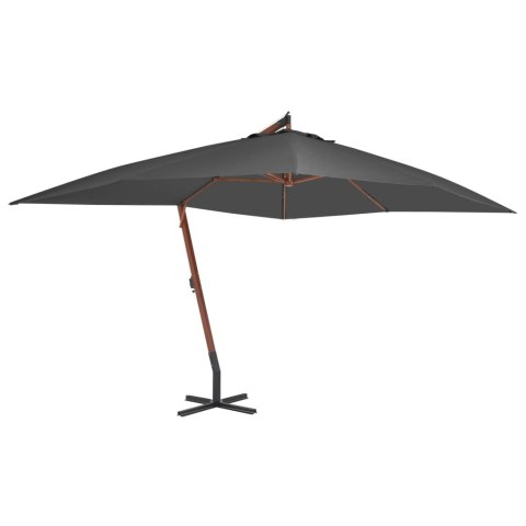 Wiszący parasol z drewnianym słupkiem, 400x300 cm, antracytowy Wiszący parasol z drewnianym słupkiem, 400x300 cm, antracytowy