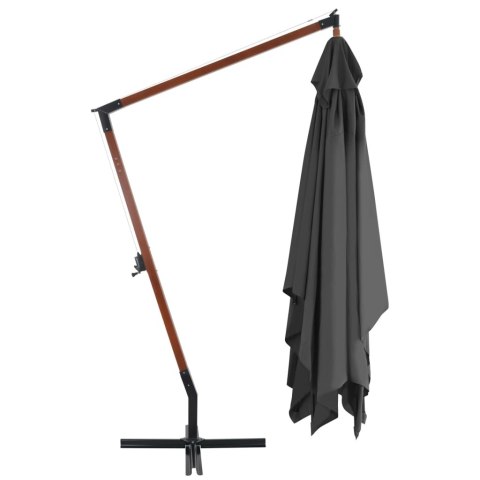 Wiszący parasol z drewnianym słupkiem, 400x300 cm, antracytowy Wiszący parasol z drewnianym słupkiem, 400x300 cm, antracytowy