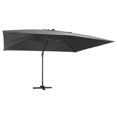  Parasol z LED i aluminiowym słupkiem, 400x300 cm, antracytowy