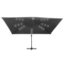  Parasol z LED i aluminiowym słupkiem, 400x300 cm, antracytowy