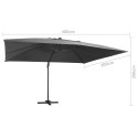  Parasol z LED i aluminiowym słupkiem, 400x300 cm, antracytowy