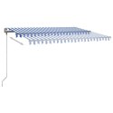  Ręcznie zwijana markiza z LED, 400 x 300 cm, niebiesko-biała