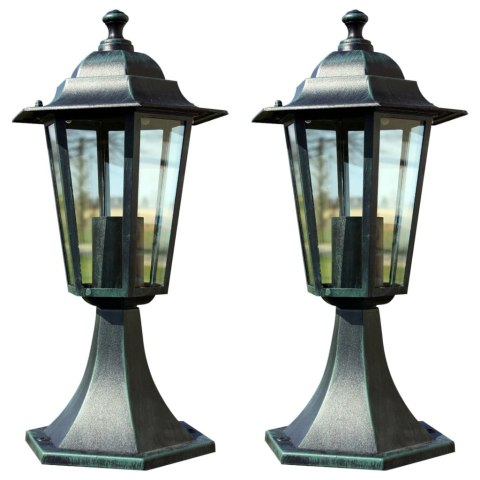  Lampy ogrodowe, 2 szt., ciemnozielone/czarne, aluminium