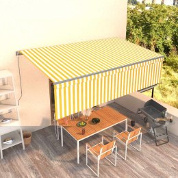  Ręcznie zwijana markiza z zasłoną, 5x3 m, żółto-biała