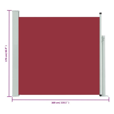 Wysuwana markiza boczna na taras, 170 x 300 cm, czerwona Wysuwana markiza boczna na taras, 170 x 300 cm, czerwona