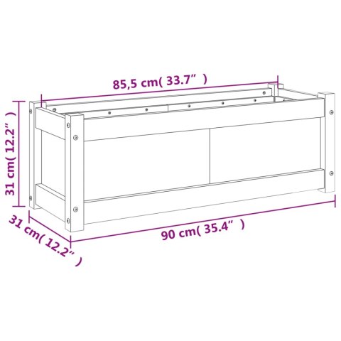 Donica ogrodowa, woskowy brąz, 90x31x31 cm, lite drewno sosnowe Donica ogrodowa, woskowy brąz, 90x31x31 cm, lite drewno sosnowe