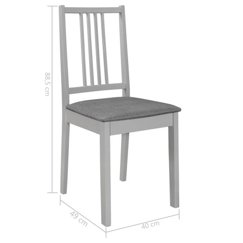 Krzesła z poduszkami, 4 szt., szare, lite drewno Krzesła z poduszkami, 4 szt., szare, lite drewno