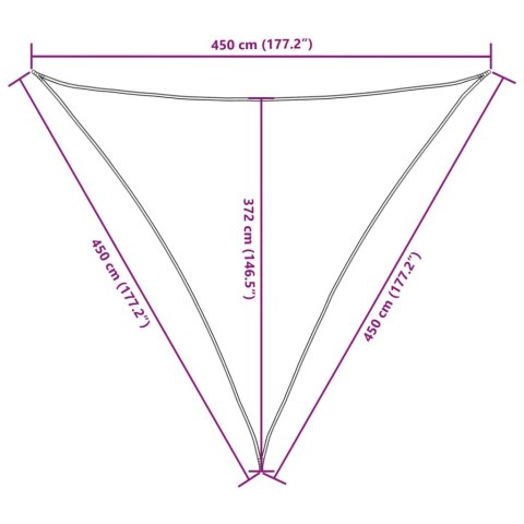 Trójkątny żagiel ogrodowy, tkanina Oxford, 4,5x4,5x4,5 m, biały Trójkątny żagiel ogrodowy, tkanina Oxford, 4,5x4,5x4,5 m, biały