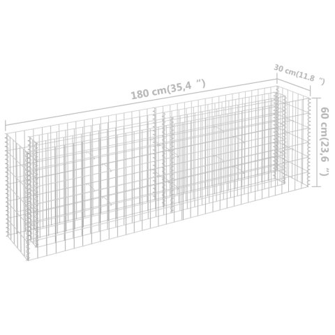 Podwyższona donica gabionowa, galwanizowana stal, 180x30x60 cm Podwyższona donica gabionowa, galwanizowana stal, 180x30x60 cm