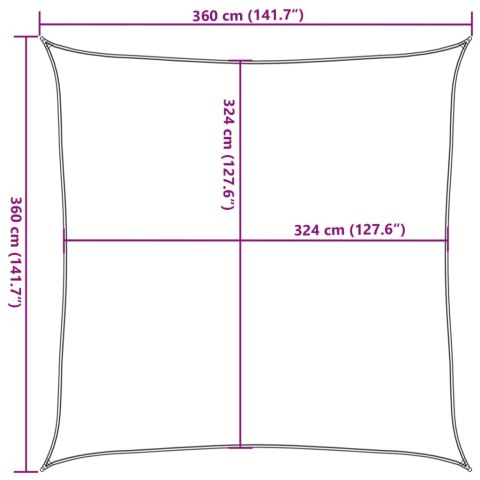 Żagiel ogrodowy HDPE kwadratowy 3,6x3,6 m, biały Żagiel ogrodowy HDPE kwadratowy 3,6x3,6 m, biały