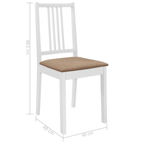 Krzesła z poduszkami, 6 szt., białe, lite drewno Krzesła z poduszkami, 6 szt., białe, lite drewno