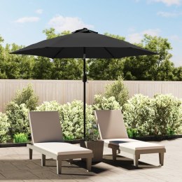  Parasol ogrodowy z LED i stalowym słupkiem, 300 cm, antracytowy