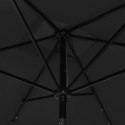  Parasol ogrodowy z LED i stalowym słupkiem, czarny, 2x3 m