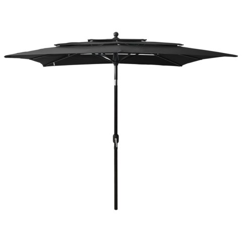 3-poziomowy parasol na aluminiowym słupku, czarny, 2,5x2,5 m 3-poziomowy parasol na aluminiowym słupku, czarny, 2,5x2,5 m