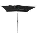  3-poziomowy parasol na aluminiowym słupku, czarny, 2,5x2,5 m