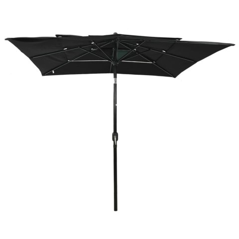 3-poziomowy parasol na aluminiowym słupku, czarny, 2,5x2,5 m 3-poziomowy parasol na aluminiowym słupku, czarny, 2,5x2,5 m