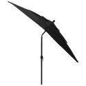  3-poziomowy parasol na aluminiowym słupku, czarny, 2,5x2,5 m