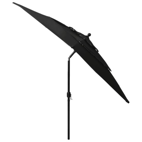 3-poziomowy parasol na aluminiowym słupku, czarny, 2,5x2,5 m 3-poziomowy parasol na aluminiowym słupku, czarny, 2,5x2,5 m