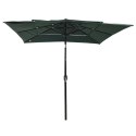  3-poziomowy parasol na aluminiowym słupku, zielony, 2,5x2,5 m
