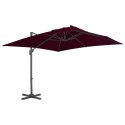  Parasol wiszący z aluminiowym słupkiem, 300x300 cm, bordowy