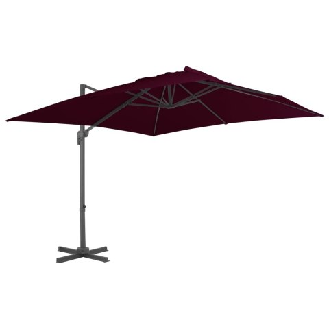  Parasol wiszący z aluminiowym słupkiem, 300x300 cm, bordowy