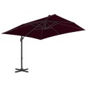  Parasol wiszący z aluminiowym słupkiem, 300x300 cm, bordowy