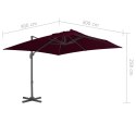  Parasol wiszący z aluminiowym słupkiem, 300x300 cm, bordowy