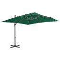  Parasol wiszący z aluminiowym słupkiem, 300x300 cm, zielony