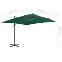  Parasol wiszący z aluminiowym słupkiem, 300x300 cm, zielony