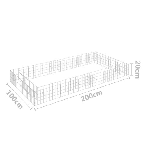 Podwyższona donica gabionowa, galwanizowana stal, 200x100x20 cm Podwyższona donica gabionowa, galwanizowana stal, 200x100x20 cm