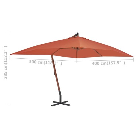 Wiszący parasol z drewnianym słupkiem, 400x300 cm, terakotowy Wiszący parasol z drewnianym słupkiem, 400x300 cm, terakotowy