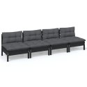  4-osobowa sofa ogrodowa z antracytowymi poduszkami, sosnowa