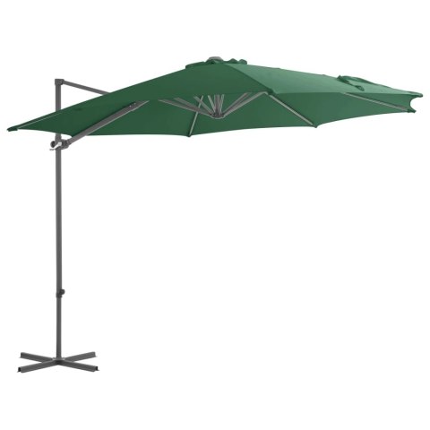  Parasol wiszący ze stalowym słupkiem, 300 cm, zielony