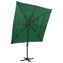  4-poziomowy parasol na aluminiowym słupku, zielony, 250x250 cm
