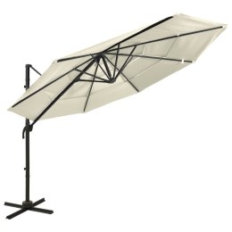  4-poziomowy parasol na aluminiowym słupku, piaskowy, 3x3 m