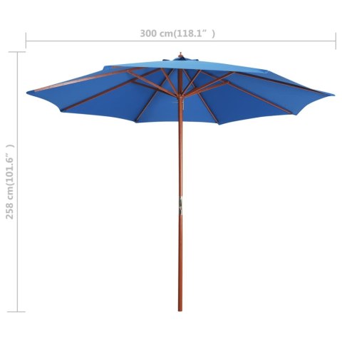 Parasol ogrodowy na drewnianym słupku, 300x258 cm, niebieski Parasol ogrodowy na drewnianym słupku, 300x258 cm, niebieski