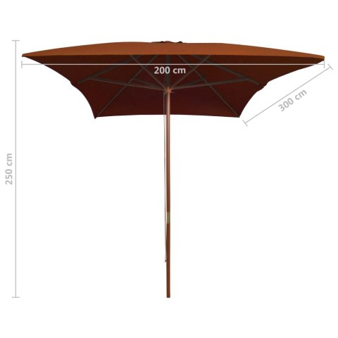 Parasol ogrodowy na drewnianym słupku, terakota, 200x300 cm Parasol ogrodowy na drewnianym słupku, terakota, 200x300 cm