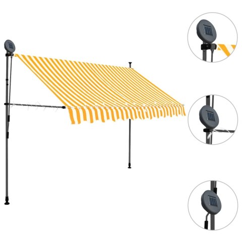 Ręcznie zwijana markiza z LED, 250 cm, biało-pomarańczowa Ręcznie zwijana markiza z LED, 250 cm, biało-pomarańczowa
