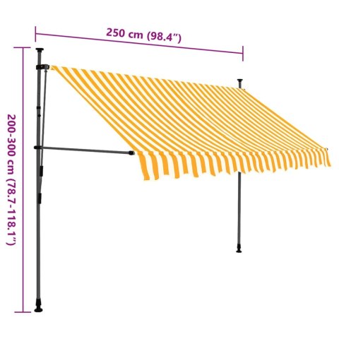 Ręcznie zwijana markiza z LED, 250 cm, biało-pomarańczowa Ręcznie zwijana markiza z LED, 250 cm, biało-pomarańczowa