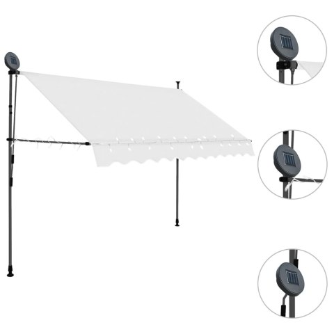 Ręcznie zwijana markiza z LED, 250 cm, kremowa Ręcznie zwijana markiza z LED, 250 cm, kremowa