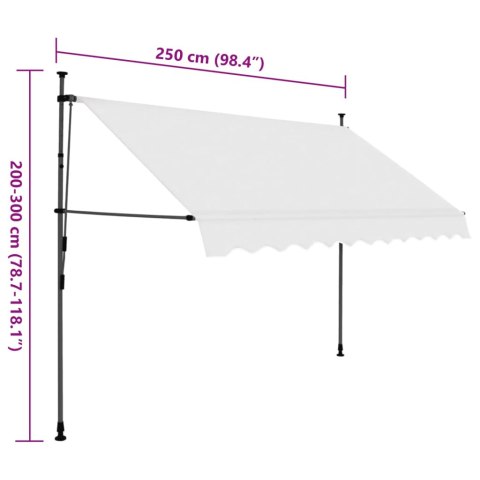 Ręcznie zwijana markiza z LED, 250 cm, kremowa Ręcznie zwijana markiza z LED, 250 cm, kremowa