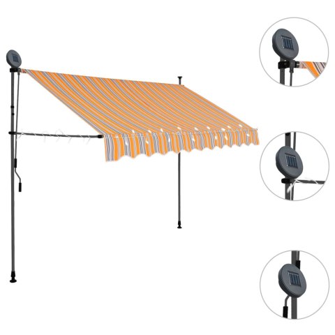 Ręcznie zwijana markiza z LED, 250 cm, żółto-niebieska Ręcznie zwijana markiza z LED, 250 cm, żółto-niebieska