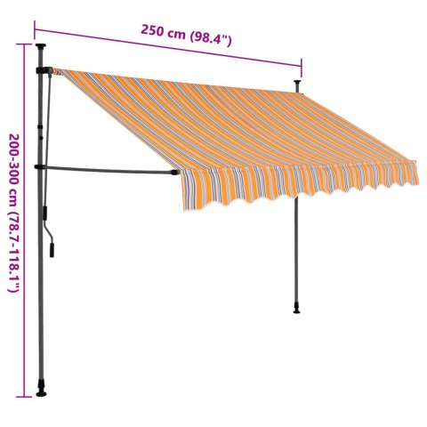 Ręcznie zwijana markiza z LED, 250 cm, żółto-niebieska Ręcznie zwijana markiza z LED, 250 cm, żółto-niebieska