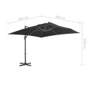  Parasol wiszący z aluminiowym słupkiem, 300x300 cm, antracytowy
